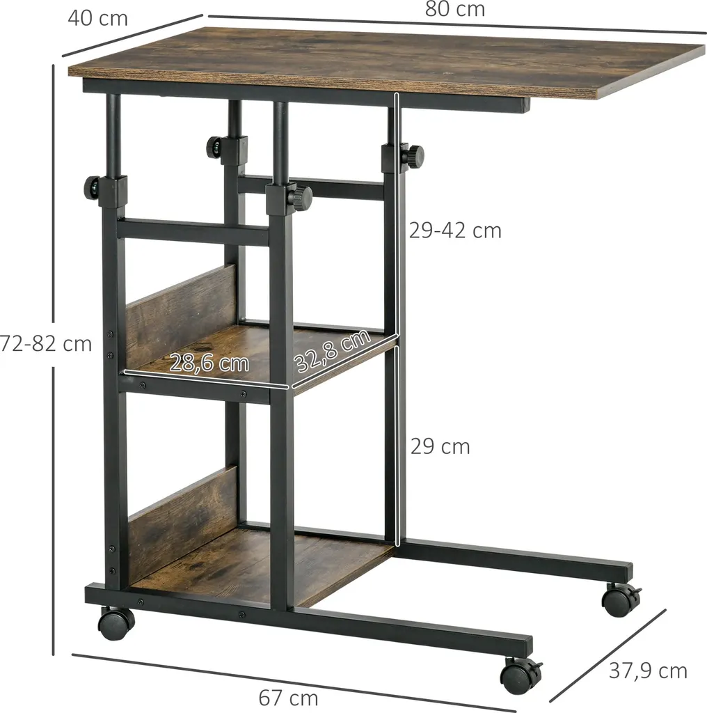Table de lit HOMCOM à roulettes pour ordinateur portable cadre en métal