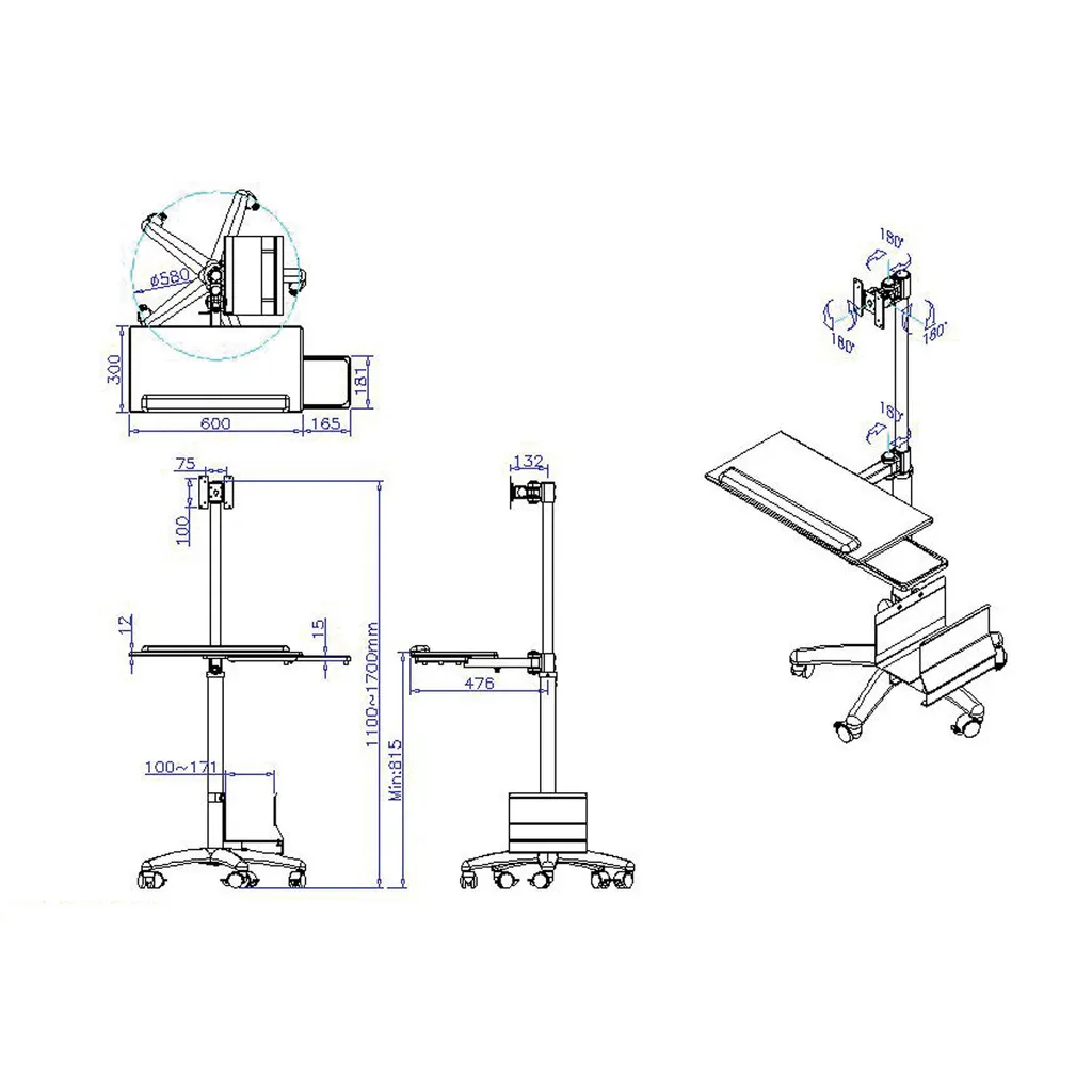 Rouleau pour écran LCD VALUE avec barre de guidage robuste de 10 kg - 2