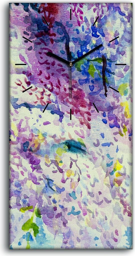 Dekor Leinwand Uhr Wandbilder Geräuschlos 30x60 Kunst Gemälde Blume farbenfroh - schwarze Hände