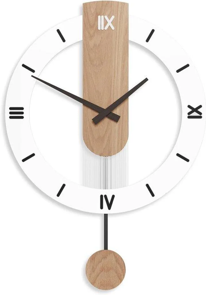 Horloge murale à balancier silencieuse sans tic-tac chiffres romains 55cm