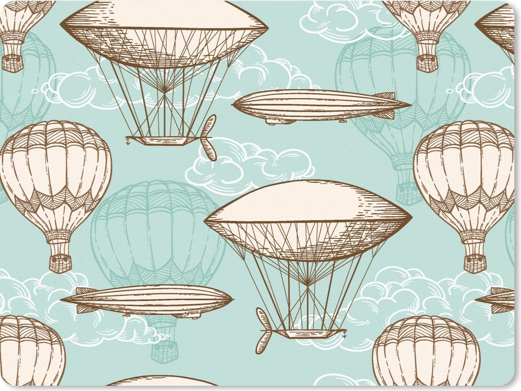 MuchoWow Mauspad Mousepad Vintage - Luftballon - Kinder - Muster 23x19 cm - Mousepads - Maus Mat - Pad - Mausunterlage - Schreibtischunterlage - ...