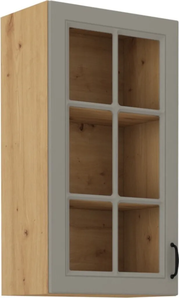 Pensile Vetrina Cucina SOPHIA 40 cm - Design Moderno Rovere e Grigio