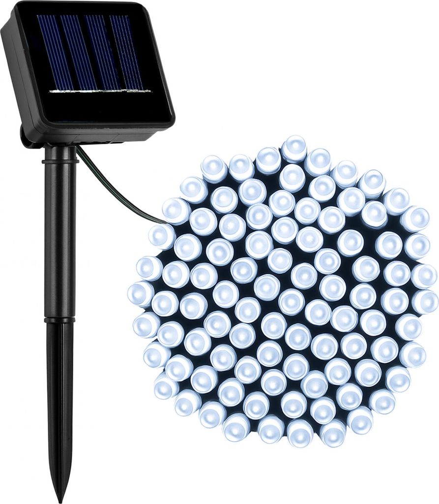 LED Solar Lichterkette - 50 kaltweiße LED - Blinkfunktion - Produktbild 