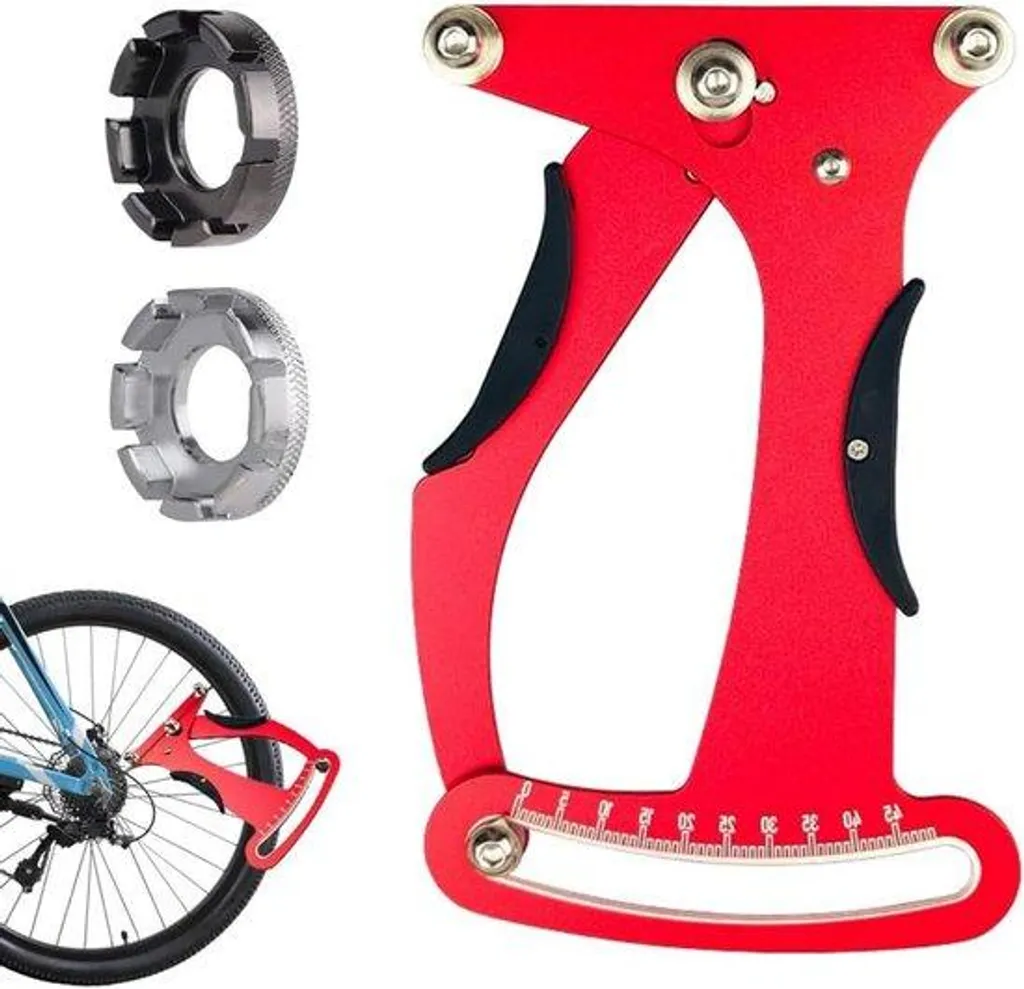 Tendeur de chambre à air rouge en alliage avec manomètre et clés vélo