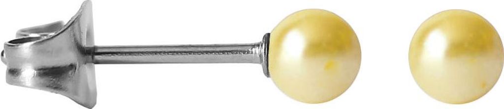 Chirurgenstahl Ohrstecker mit synthetischer Perle Größe - 8 mm Farbe - Gelb