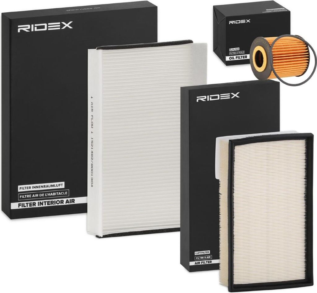 RIDEX Filterset Inspektionspaket Filtersatz für VOLVO V70 II (285) V70 I (875, 876) S60 I (384) XC70 Cross Country (295) S80 I (184)