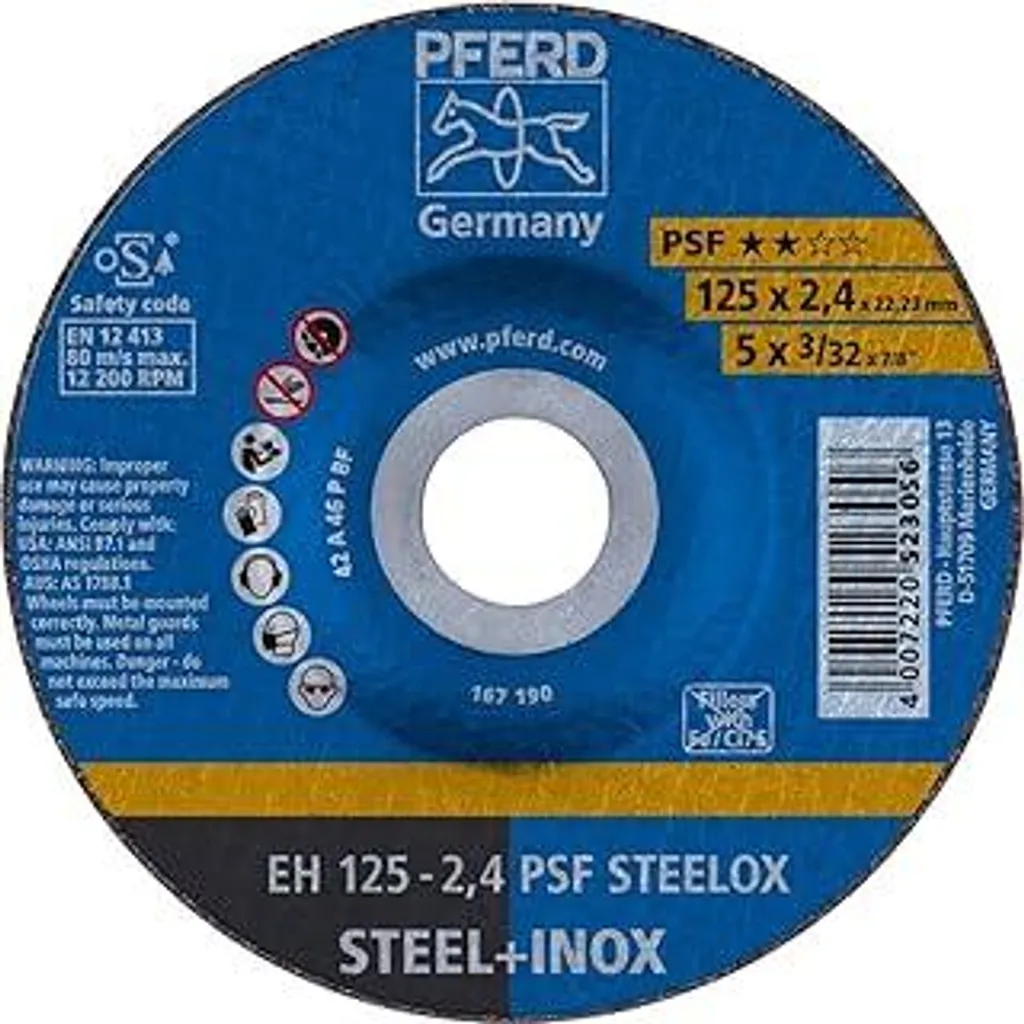 PFERD 69198292 Disco da Taglio 125x2.4mm PSF STEELOX | Set 10 Pezzi Professionali