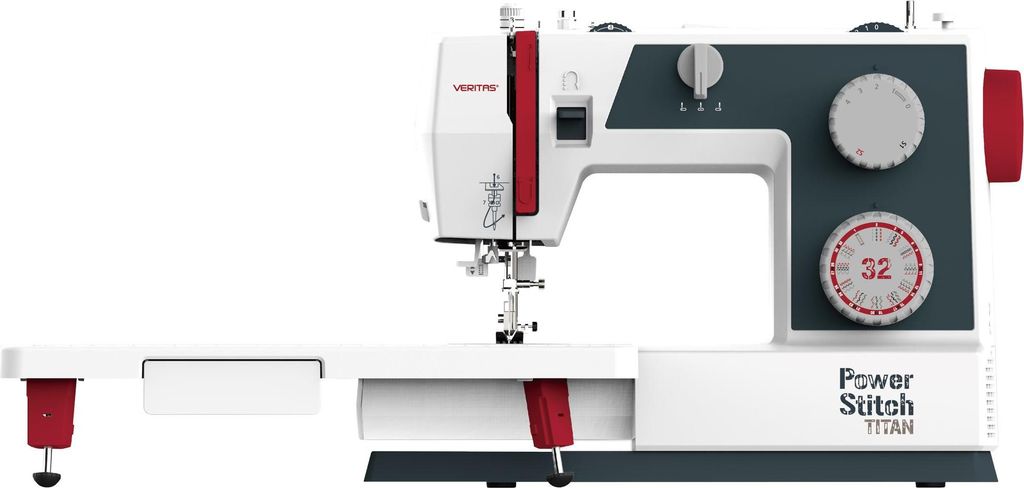 A studio shot of a VERITAS Power Stitch 32 Titan mechanical sewing machine against a white background.