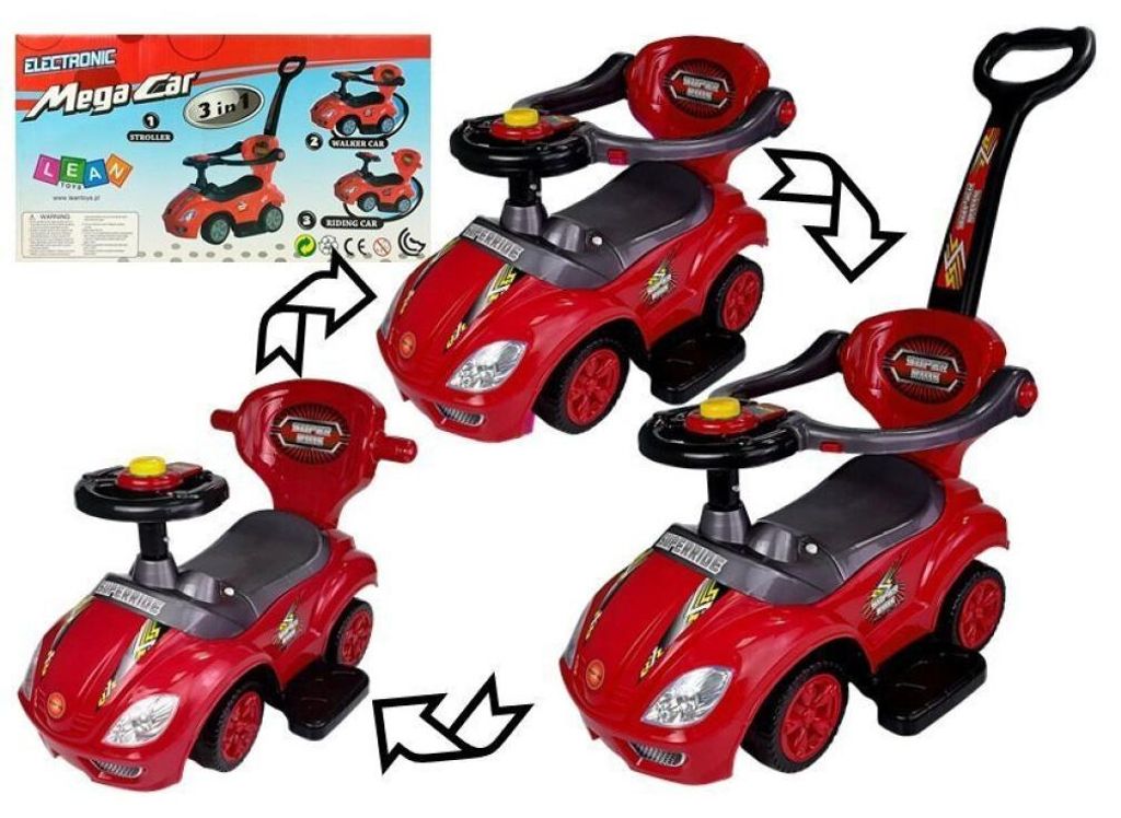 Mega Car 3v1 Push Ride Rosso Immagine del prodotto 