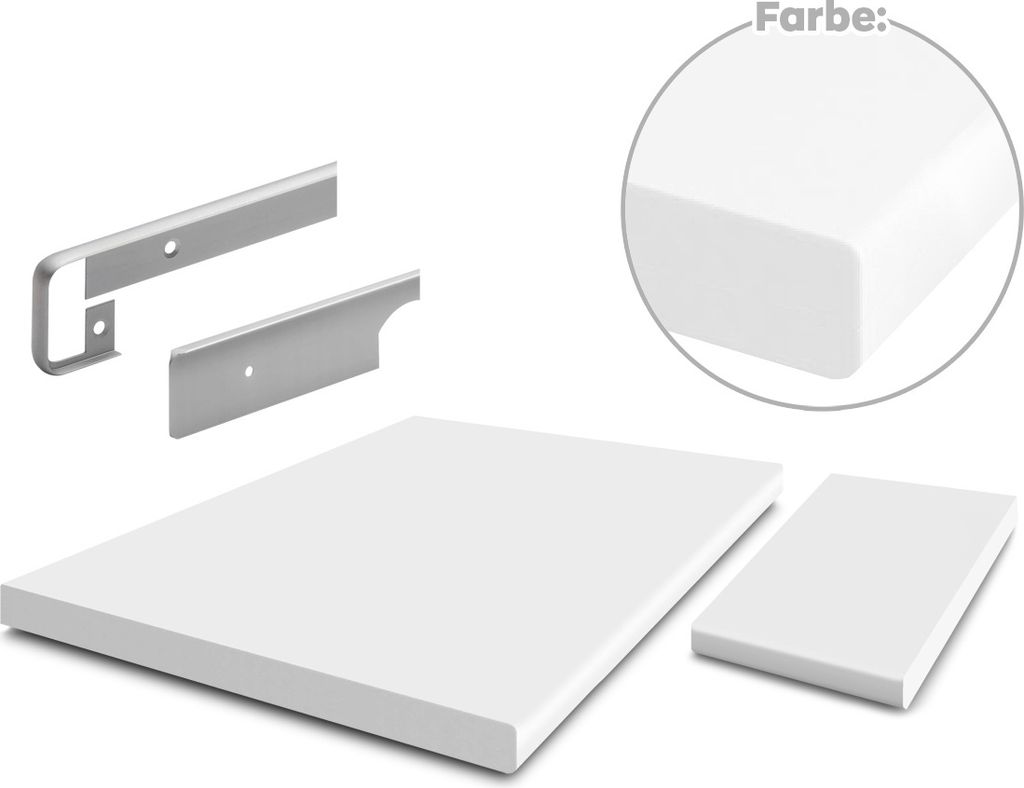 Eckarbeitsplatte für Küchenmöbel 89x89cm / 28mm dick Weiß Furnify