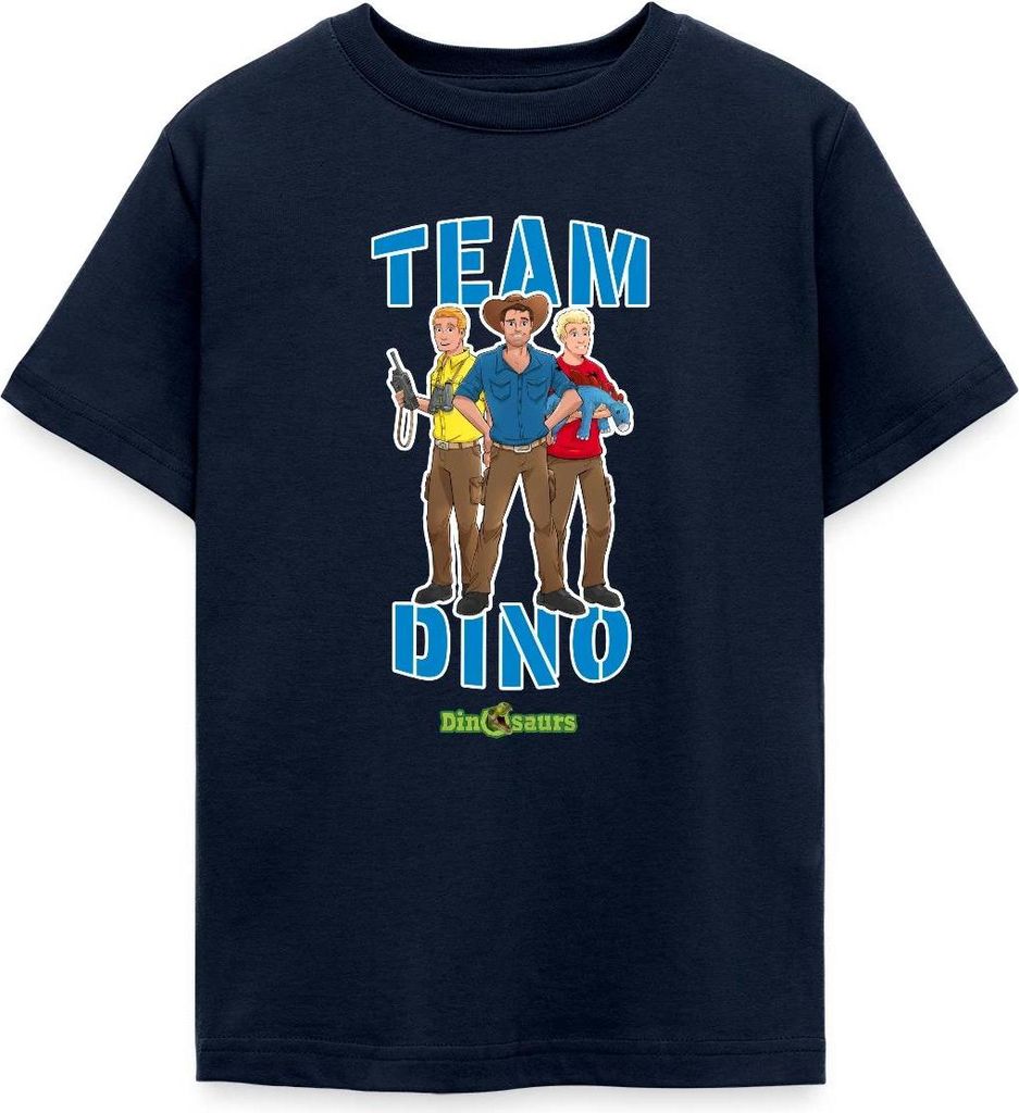 Spreadshirt Dinosaurier Team Dino Teenager T-Shirt, 152/164 (12-14 Jahre), Navy