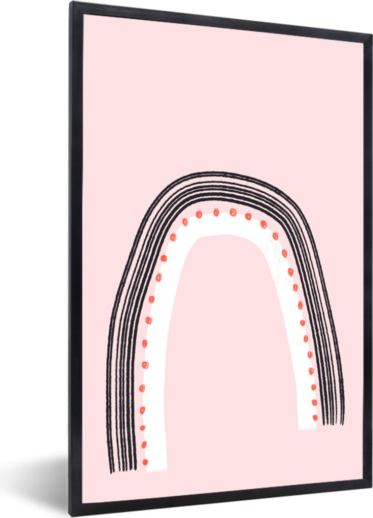MuchoWow Gerahmtes Poster Regenbogen - Minimalismus - Rosa 60x90 cm - Poster mit Schwarzem Bilderrahmen Wandposter Rahmen Foto Bilder - Kunst
