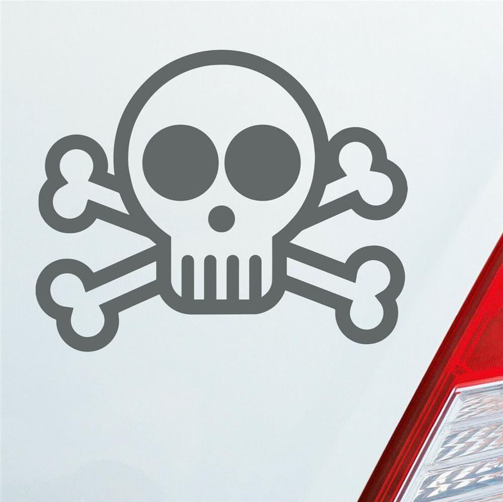 Auto Aufkleber Totenkopf Piraten Pirat Tuning Skull Dead 10x9 cm Grau Sticker Heckscheibenaufkleber