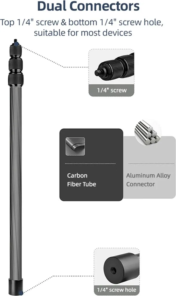 Perche microphone 155 cm anti-vibration en carbone pour son pro