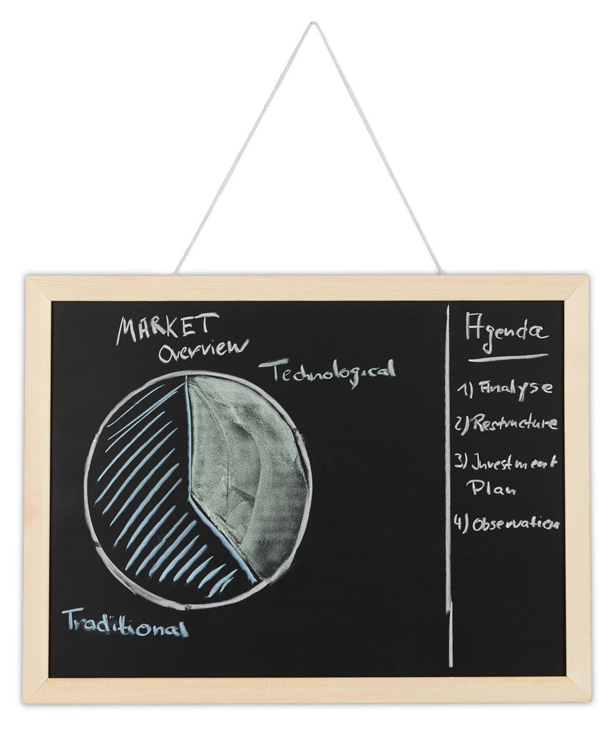 2 x Kreidetafel met houten frame, afwasbaar oppervlak, Productafbeelding 