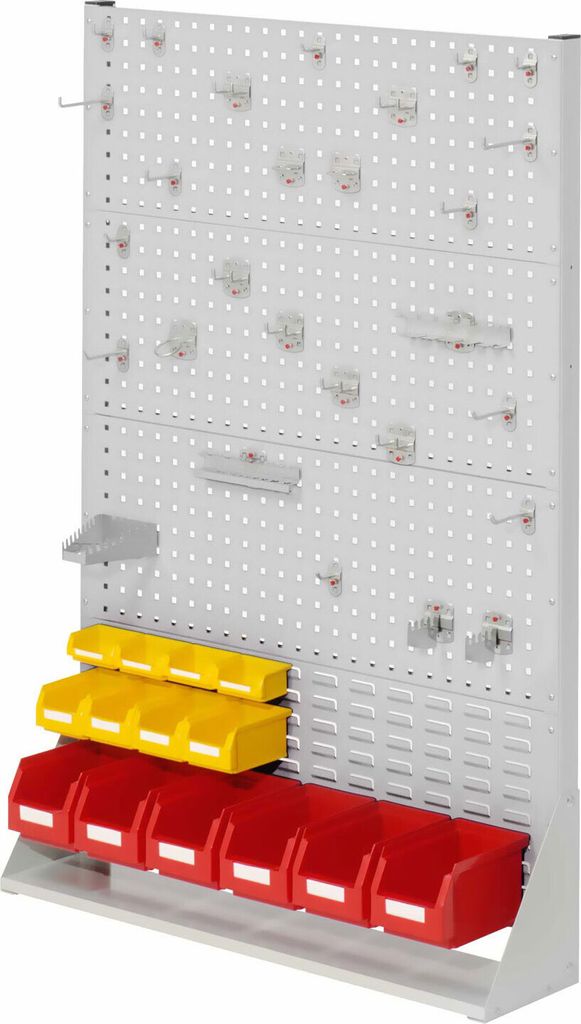 Kappes RasterPlan Stellwände einseitig Größe #4 - 3x Lochplatten 1x Schlitzplatte 1x Zubehörsortiment 41-teilig Lichtgrau RAL 7035