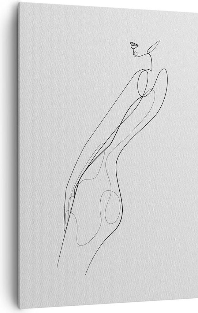 Bild auf Leinwand - Leinwandbild - Einteilig - Kontur Frau Minimalismus - 80x120cm - Wand Bild - Wanddeko - Wandbilder - Leinwanddruck - Wanddekora...