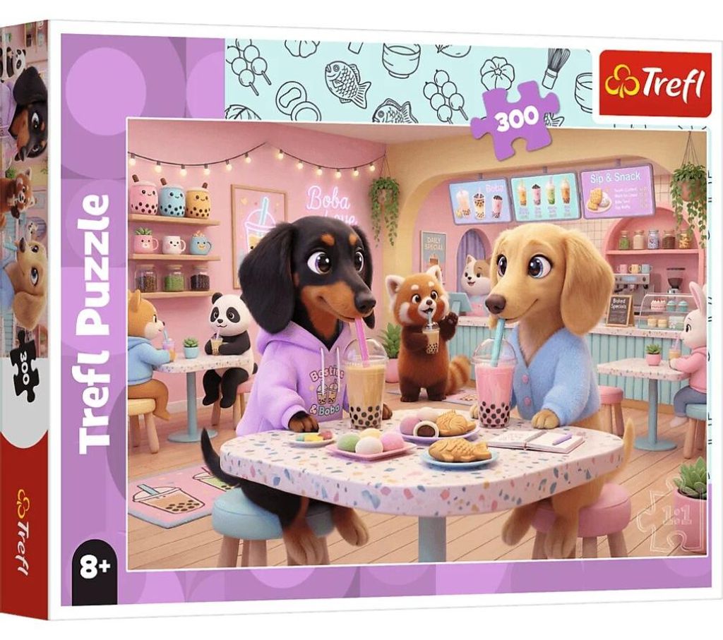 Puzzle 300 elementów Jamniki w kawiarni Trefl 261x345 mm Zdjęcie produktu 