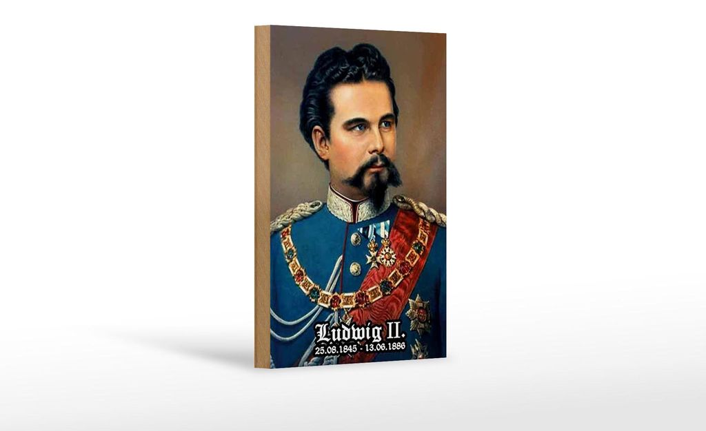 Holzschild Portrait 12x18cm Nostalgie König Ludwig II