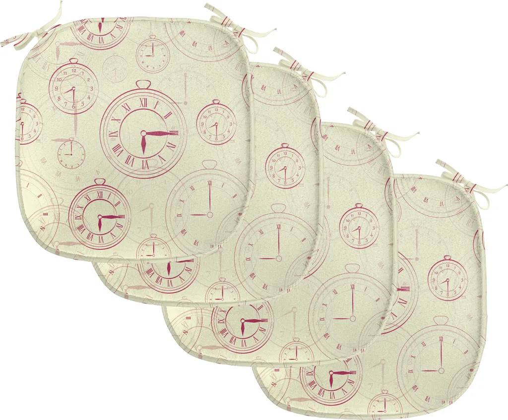 ABAKUHAUS Coussin de Chaise 40x40 cm Lot de 4, Horloge Chiffres Romains
