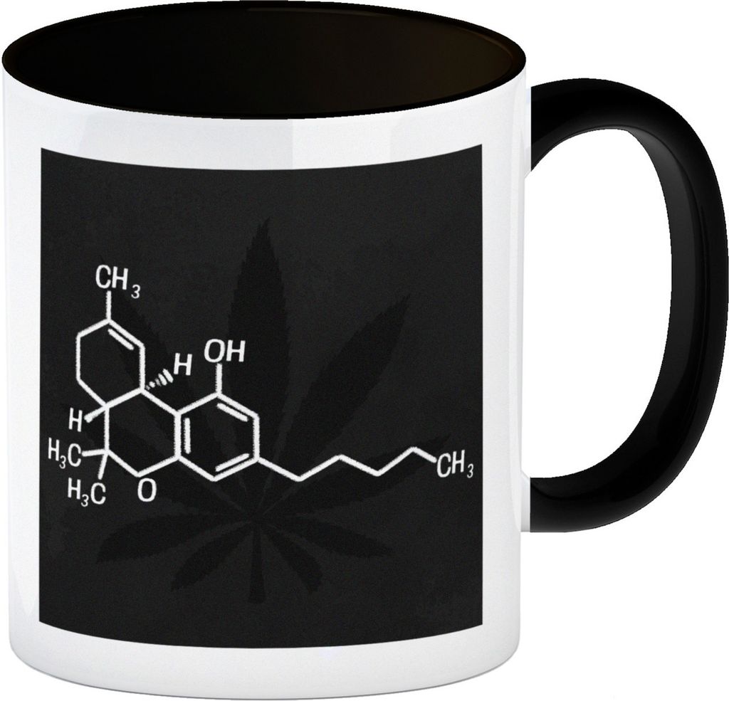 THC Molekül Kaffeebecher Schwarz
