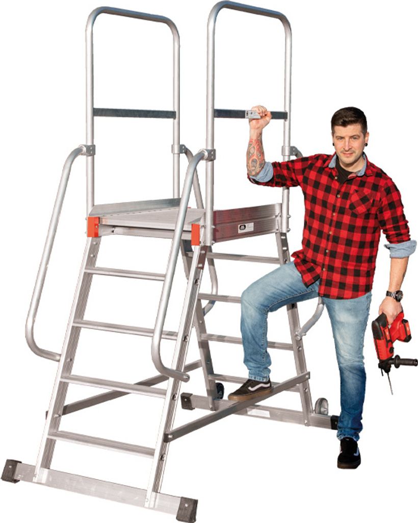 Podestleiter Nr. 518 - Stufen: 2 x 6, Arbeitshöhe: 341 cm