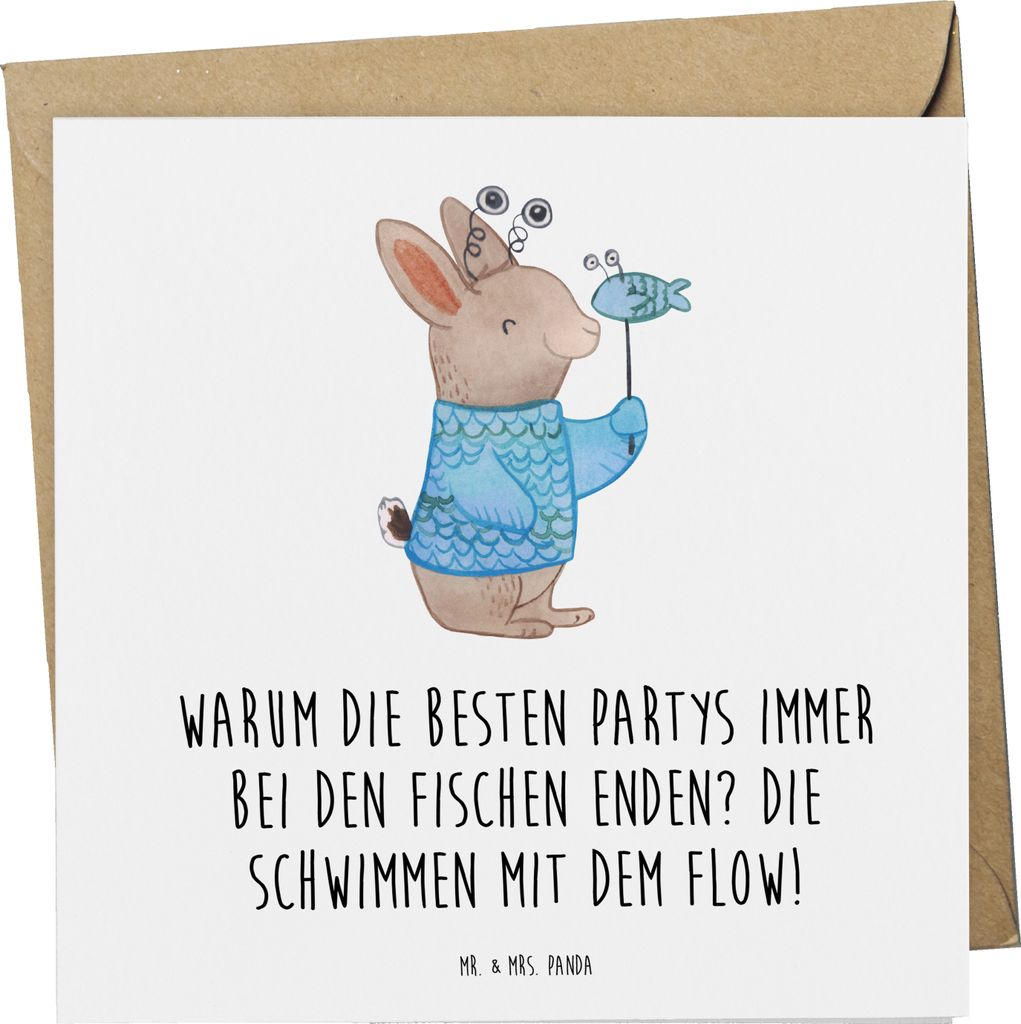 Mr. & Mrs. Panda Grußkarte Fische Flow Spaß - Weiß - Produktbild 