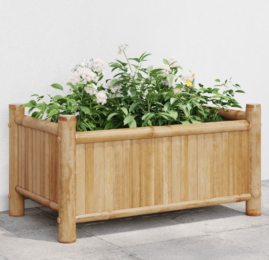Design Pflanzkübel 50x30x25 cm Bambus, Gabionen 2024 Neu Produktbild 