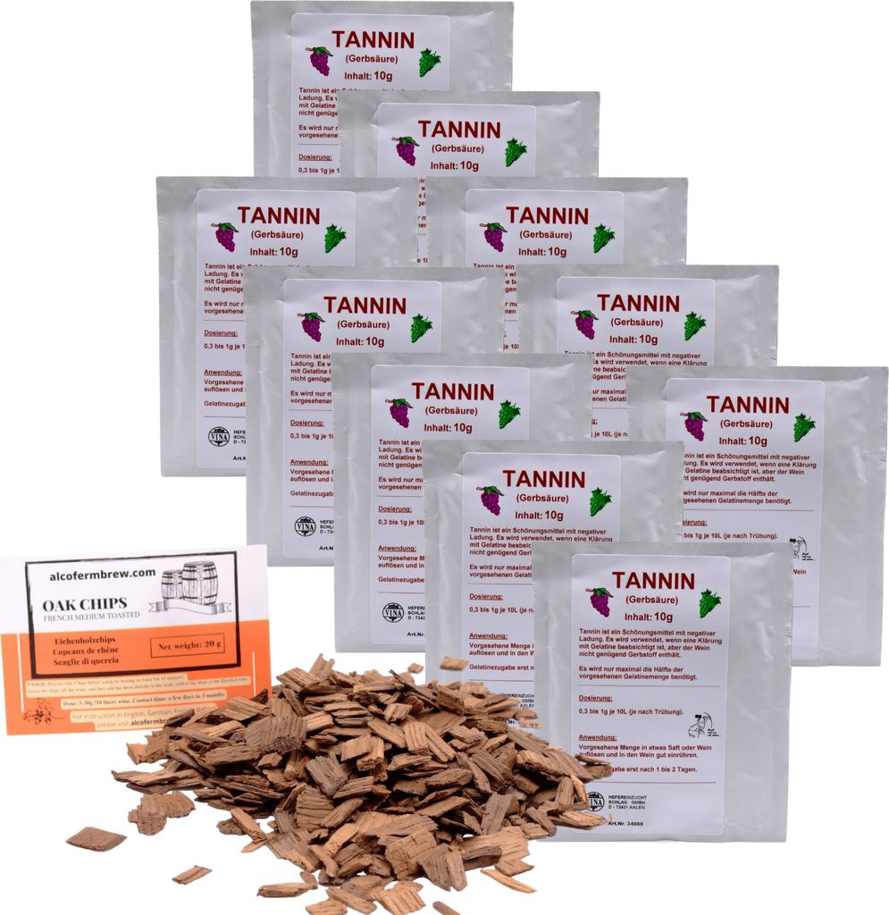 10 x VINA Wein-Tannin 10g - Tannin für Weißweine, Tannin für Rotwein