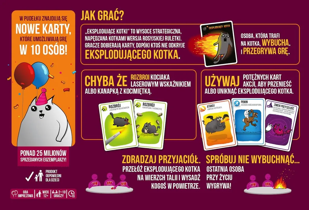 REBEL Exploding Kitties Party Version Muette 45832 Jeu de Société