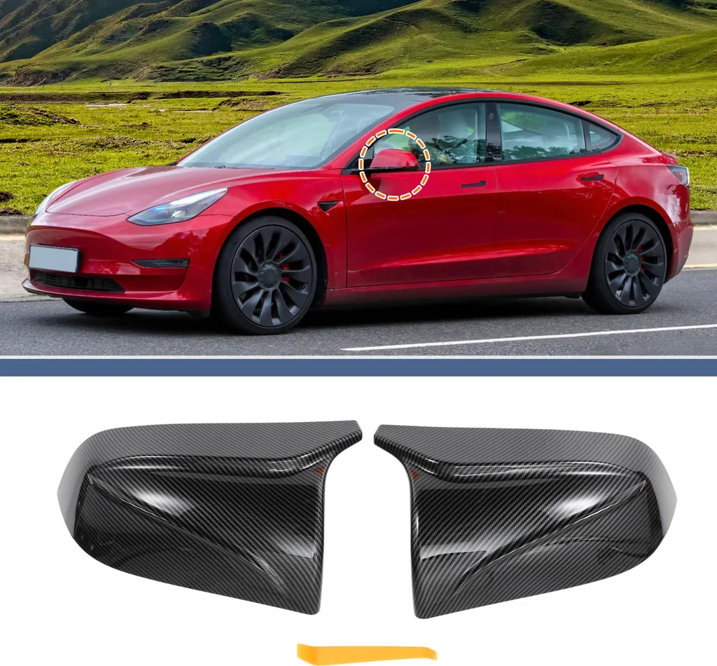 Protection Rétroviseur Tesla Model 3 Anti-Rayures Coque ABS Noire