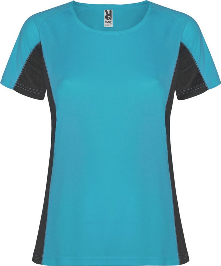 Roly - "Shanghai" T-Shirt für Damen - Sport kurzärmlig PF4435 (M) (Türkis/Dunkelgrau)
