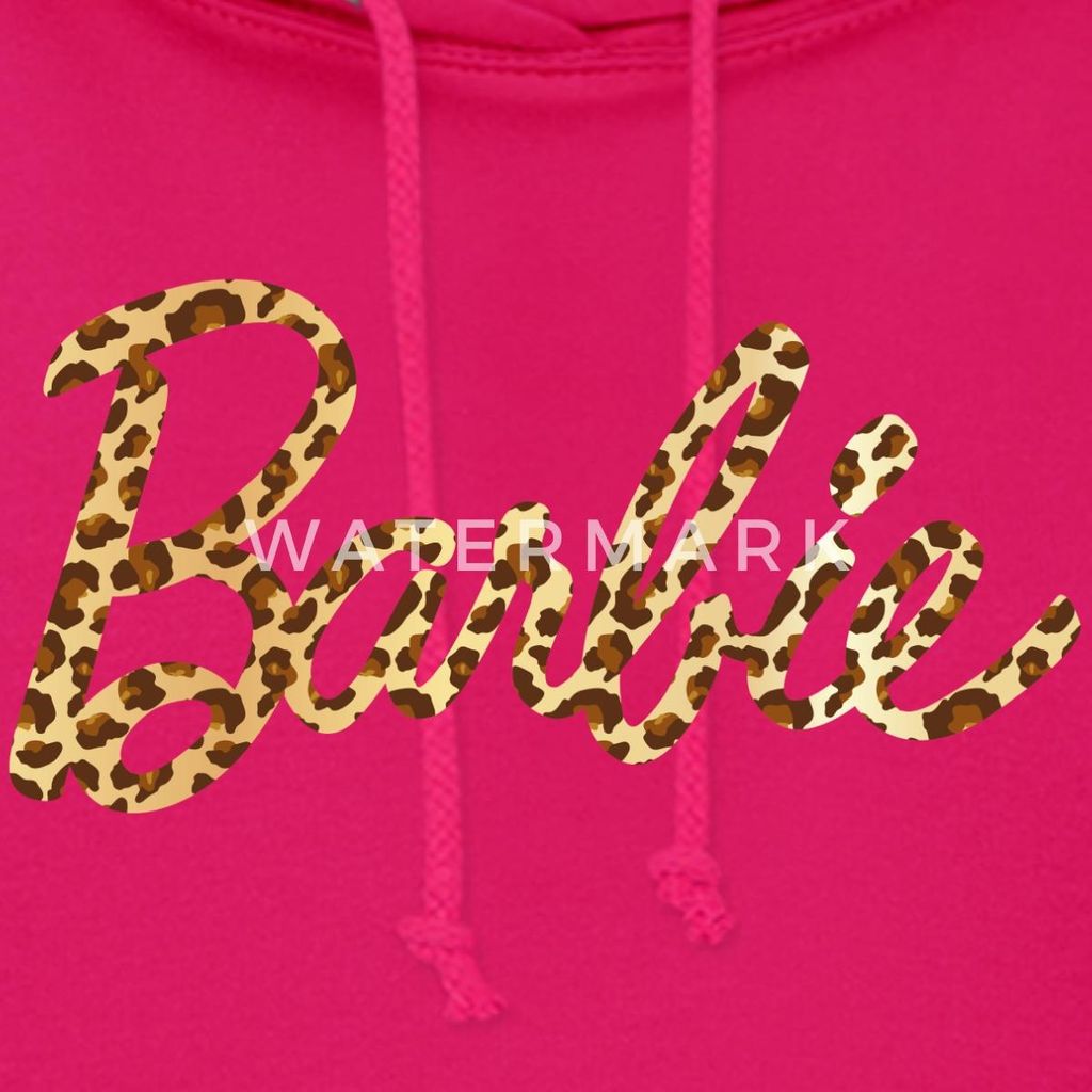 Spreadshirt Barbie Leo-Print Logo Damen Hoodie, XXL, dunkles Pink