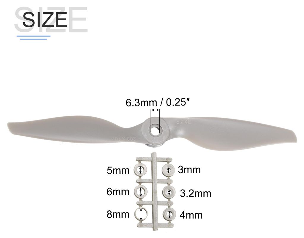 RC Luftschrauben 2 Schaufelbl?tter Stš¹tzen 12x6" Grau mit Adapter Ringe fš¹r Elektrisch Flugzeug Luftfahrzeug Pack von 4