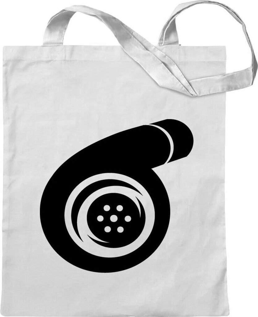 Kiwistar - Baumwolltasche - weiss - Turbolader - Tragetasche Stoffbeutel Umhängetasche langer Henkel