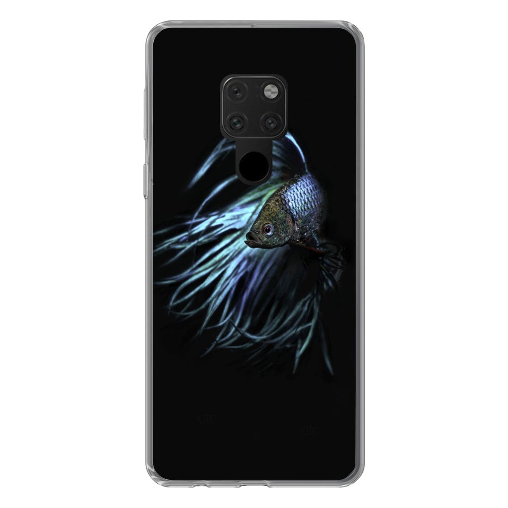MuchoWow Handyhülle Schutzhülle Hülle für Huawei P40 Lite Fisch - Schwanz - Schwarz Silikon Softcase Handy Hülle - Handy