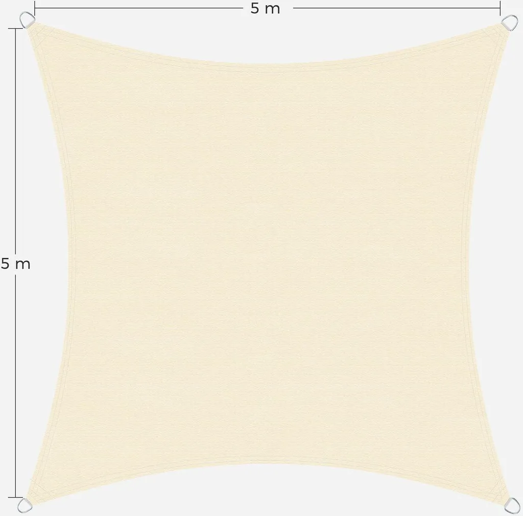 Toile d'ombrage perméable 5x5m grise pour terrasse et pergola de jardin - 6