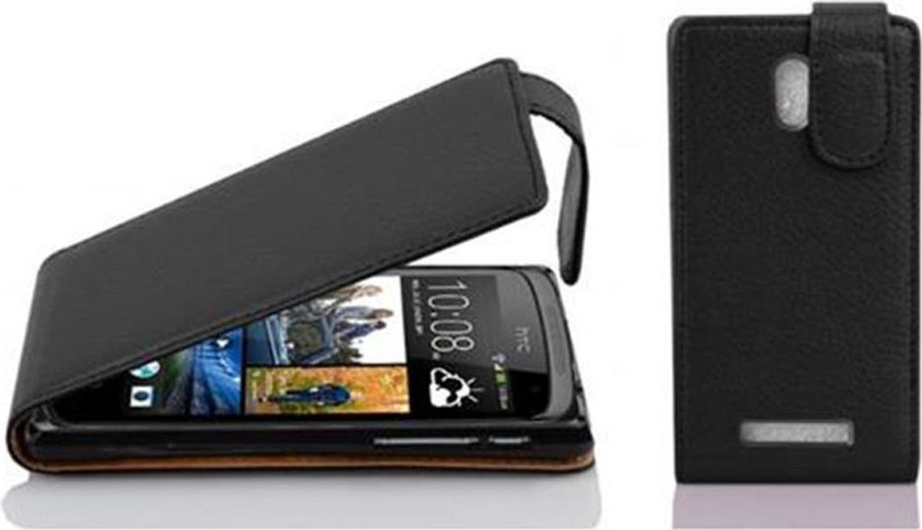 Cadorabo Schutzhülle für HTC Desire 500 Hülle in Schwarz Flip Etui Handyhülle Case Cover Kunstleder