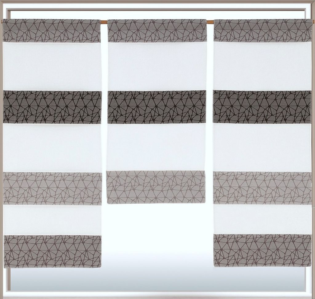Design Mini Flächenvorhang Set anthrazit grau mit Muster Schiebevorhang Schiebegardine 2292