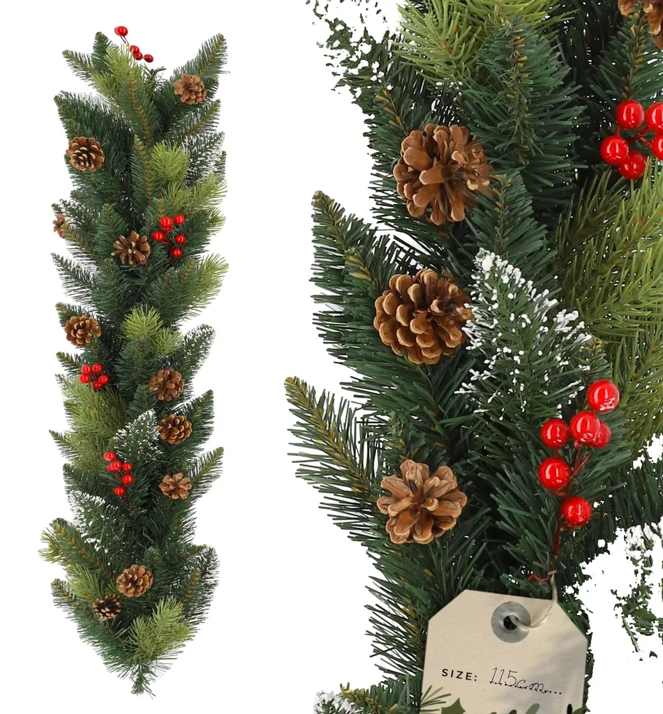 Guirlande Noël touffue aspect naturel 115 cm pose rapide et légère