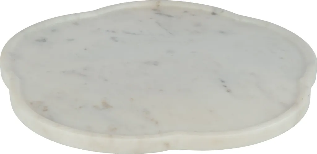Plateau Tournant de Présentation en Marbre Blanc - Design Fleur J-Line