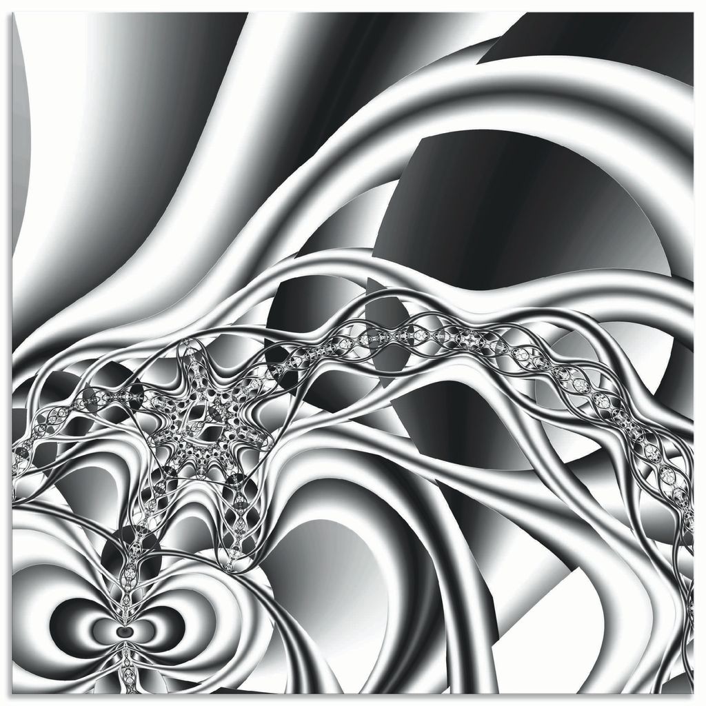 ARTland Wandbild Alu für Innen & Outdoor Silberne Kette Größe: 50x50 cm