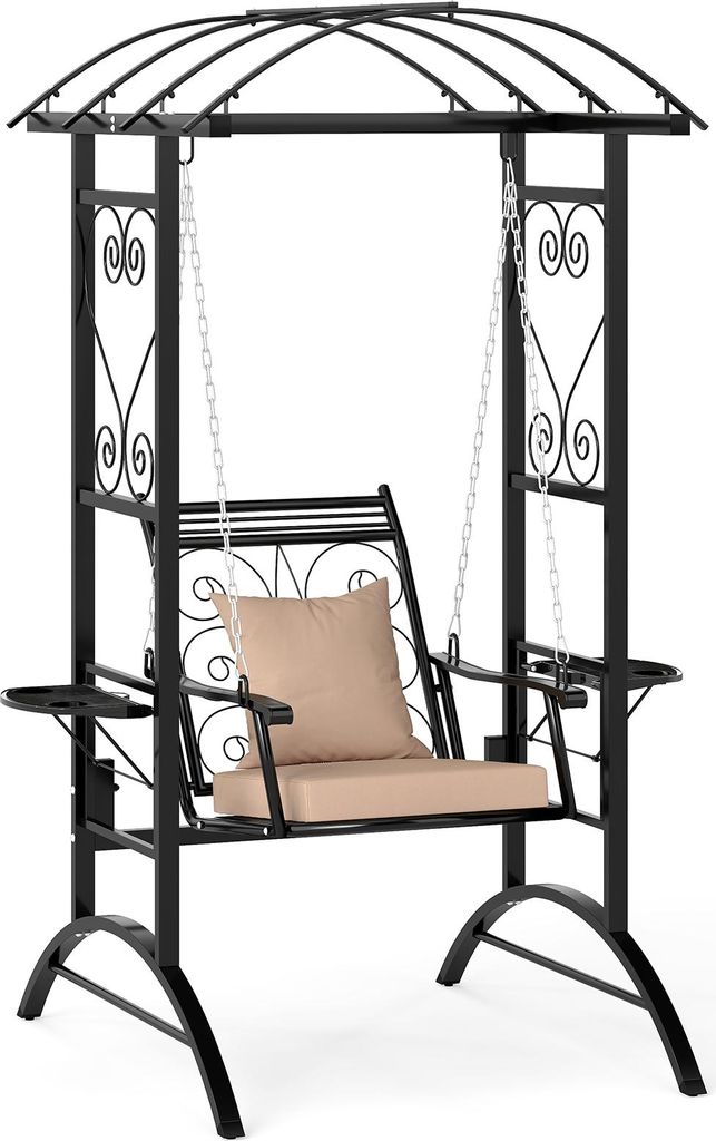 COSTWAY Outdoor Schaukel mit Gestell, Gartenschaukel Metall Produktbild 