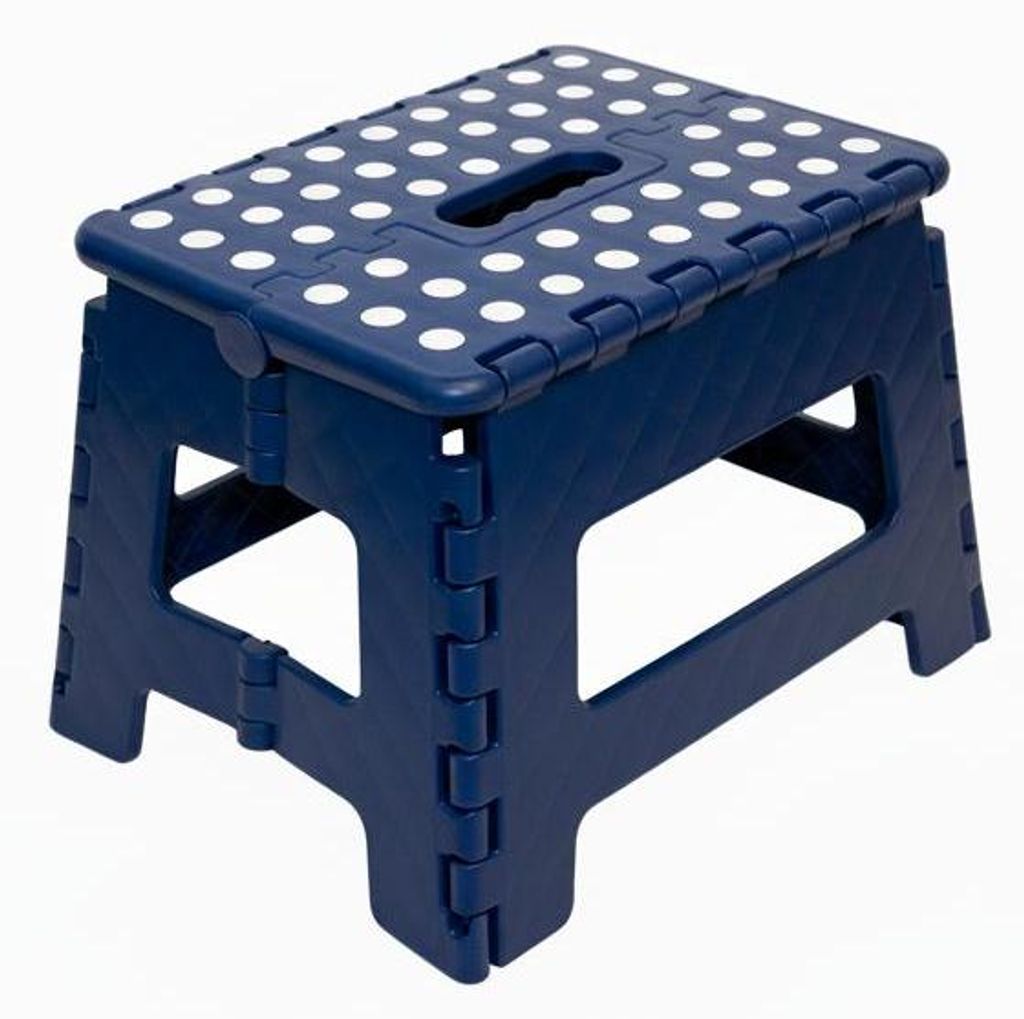 Klapphocker, Tritthocker Navy Blue Faltbar H 22cm bis 150KG Produktbild 