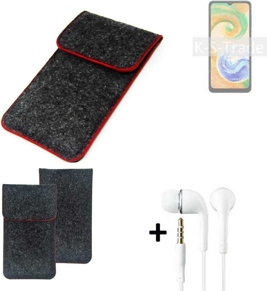 K-S-Trade Handy Schutz Hülle kompatibel mit Samsung Galaxy A04s Schutzhülle Handyhülle Filztasche Pouch Tasche Case Sleeve Filzhülle dunkelgrau