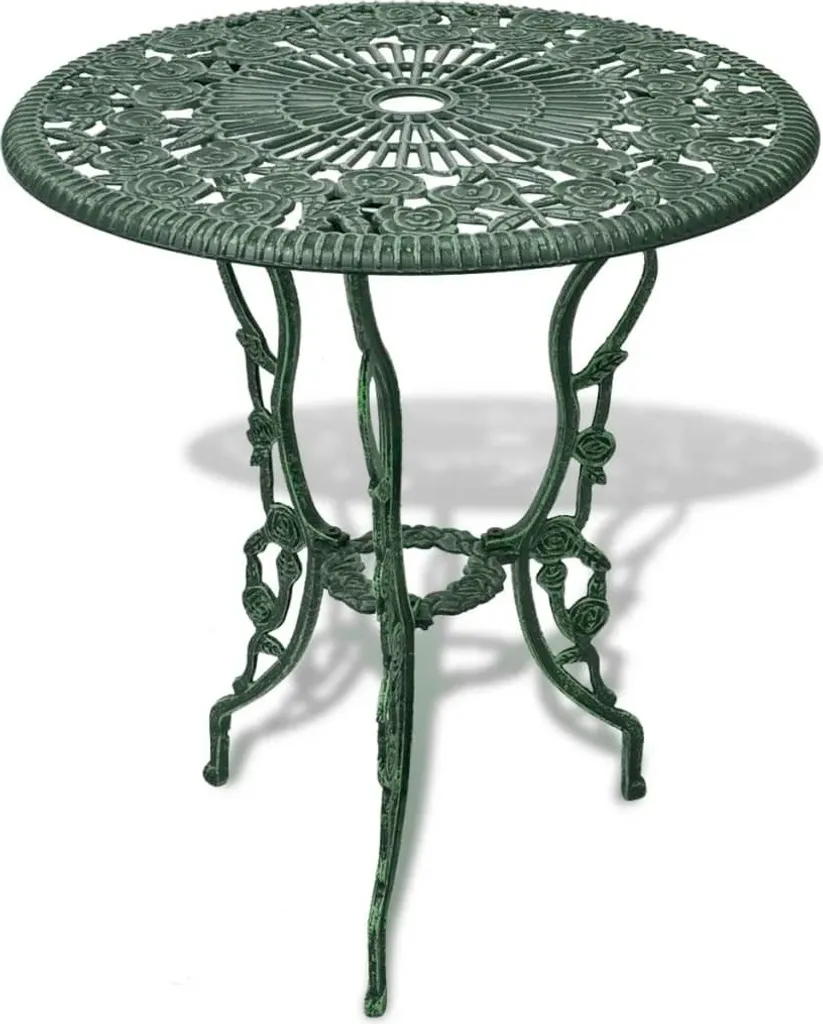 Ensemble bistro en fonte d'aluminium vert résistant aux intempéries