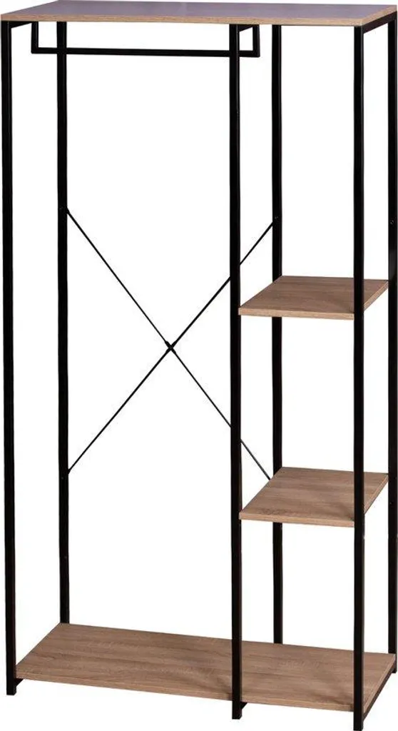 Porte-manteaux sur pied noir et marron industriel 180cm de haut