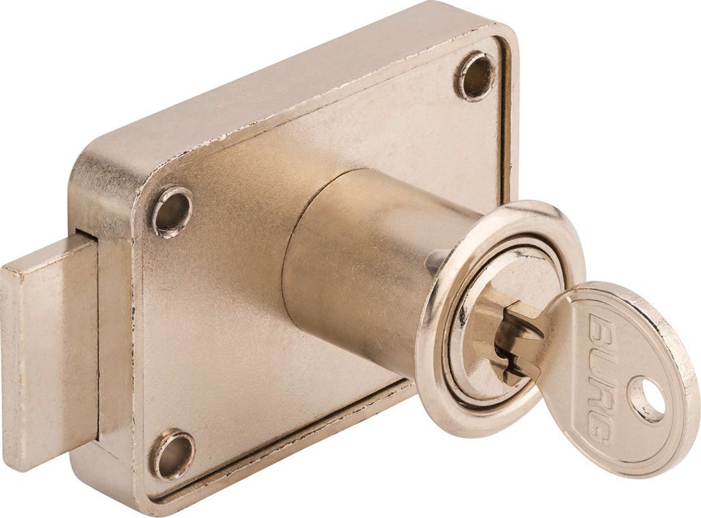 Burg Wächter Aufschraubschloss für Schubladen, Zylinder 23 mm messing vernickelt, MZ 83, MZ 83 SB