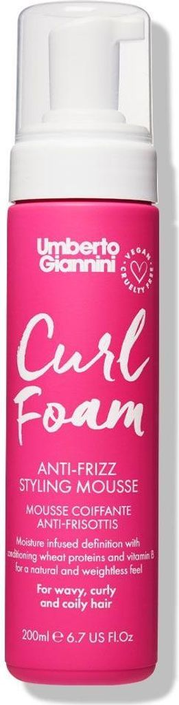 Umberto Giannini Curl Foam Anti Frizz Hair Styling Curl Mousse 200ml Vegan and Cruelty Free