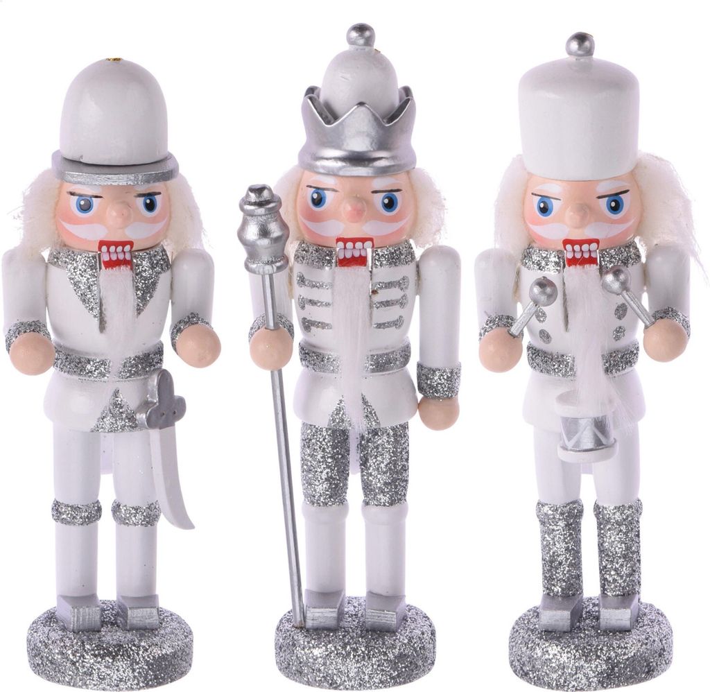 com-four 3x Nussknacker zum Anhängen - Christbaumschmuck in Form eines traditionellen Nussknackers - Weihnachtsdeko